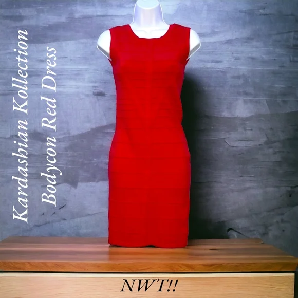 NWT!! Kardashian Kollection Red Sleeveless Bodycon Dress!! Always Open To Offers - Picture 7 of 11